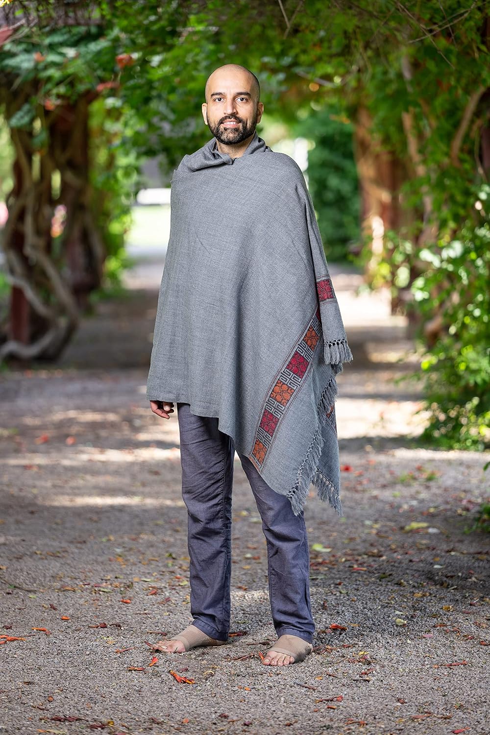 Meditation Shawl or Blanket, Vegan Wool Wrap, Oversize Scarf, Indian Blanket. Unisex