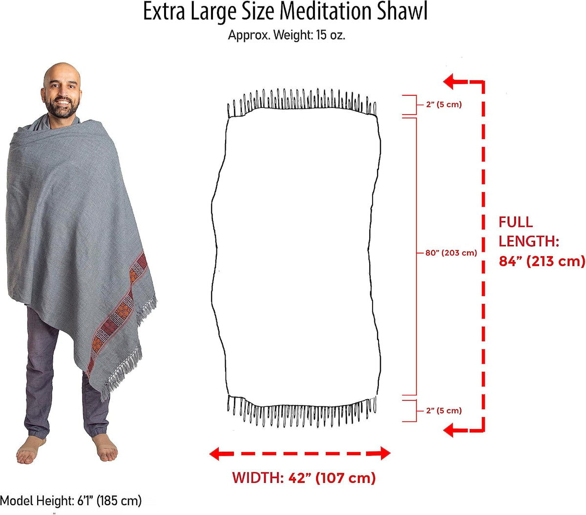 Meditation Shawl or Blanket, Vegan Wool Wrap, Oversize Scarf, Indian Blanket. Unisex
