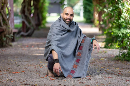 Meditation Shawl or Blanket, Vegan Wool Wrap, Oversize Scarf, Indian Blanket. Unisex