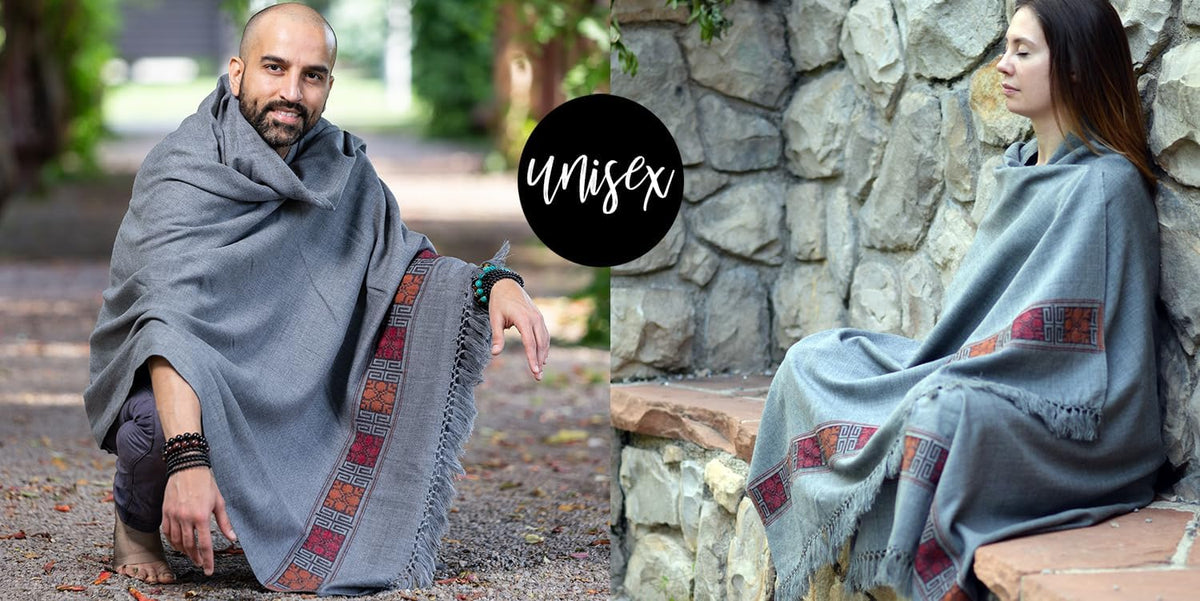 Meditation Shawl or Blanket, Vegan Wool Wrap, Oversize Scarf, Indian Blanket. Unisex