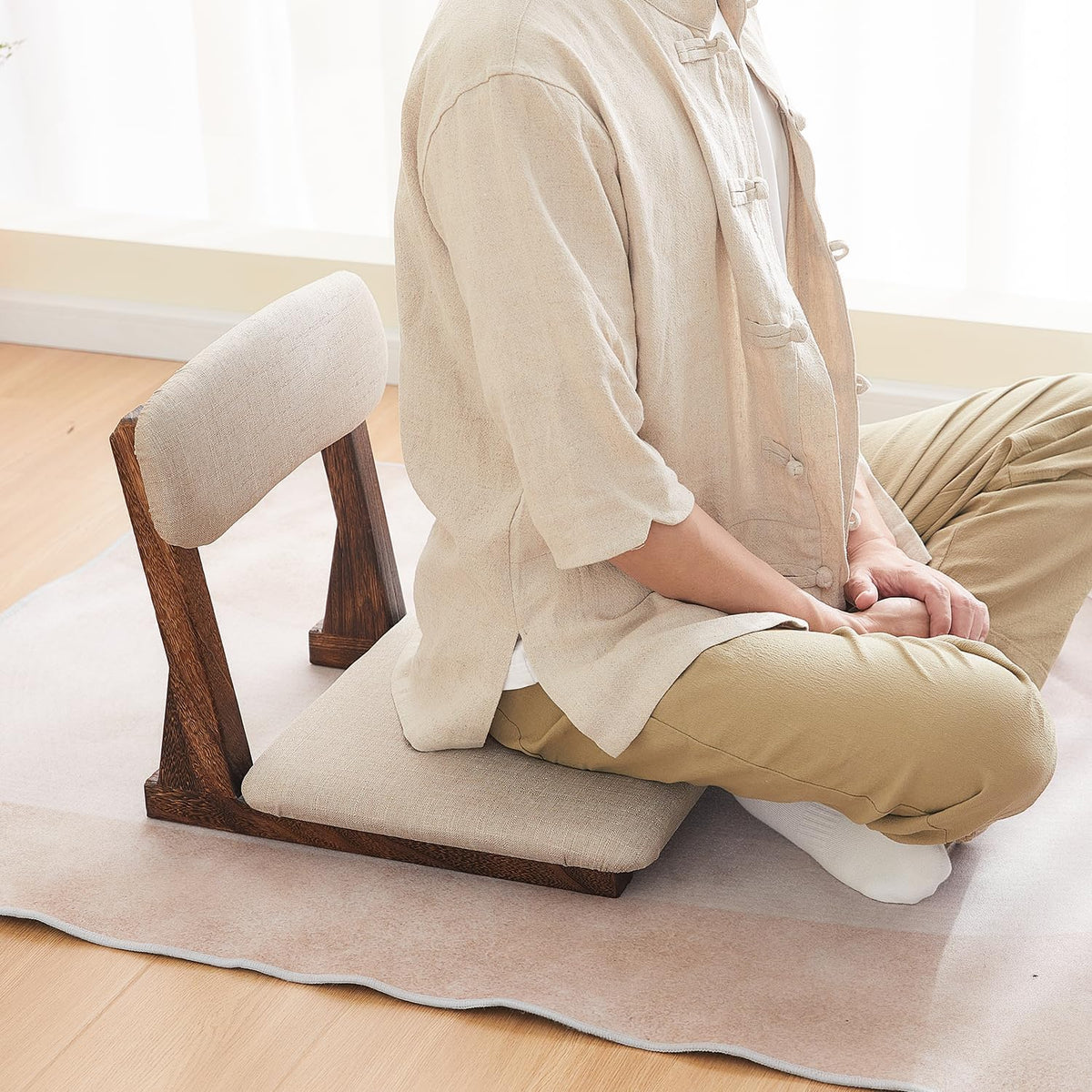 Meditation Floor Chair with Back Support, Tatami Seat