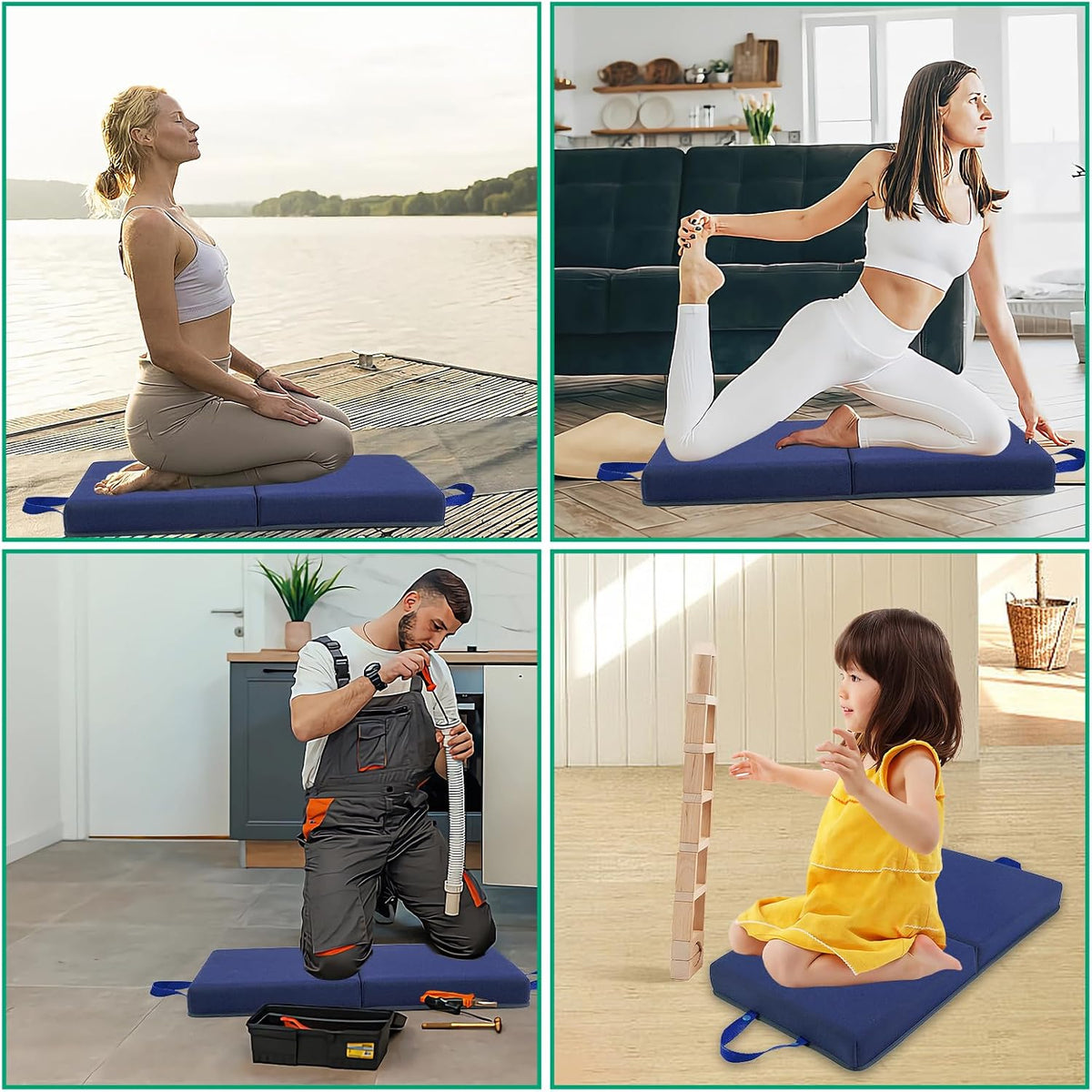 Garden Kneeling Pad, Memory Foam Knee Cushions for Gardening, Extra Thick Knee Pad, Water Resistant Prayer Pillow for Work, Yoga, Physical Therapy(Black)