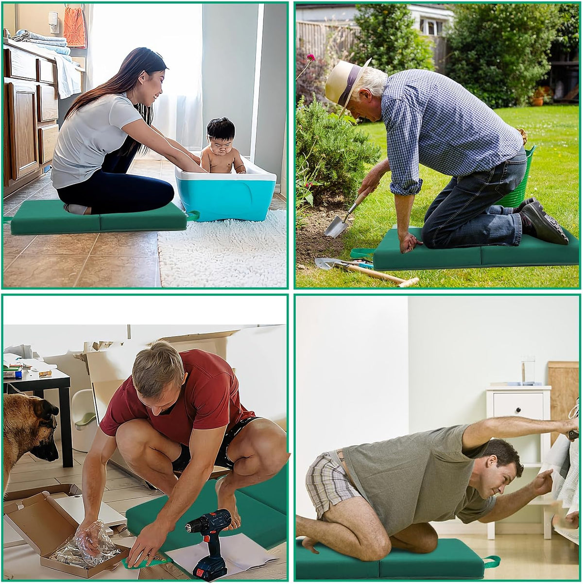 Garden Kneeling Pad, Memory Foam Knee Cushions for Gardening, Extra Thick Knee Pad, Water Resistant Prayer Pillow for Work, Yoga, Physical Therapy(Black)