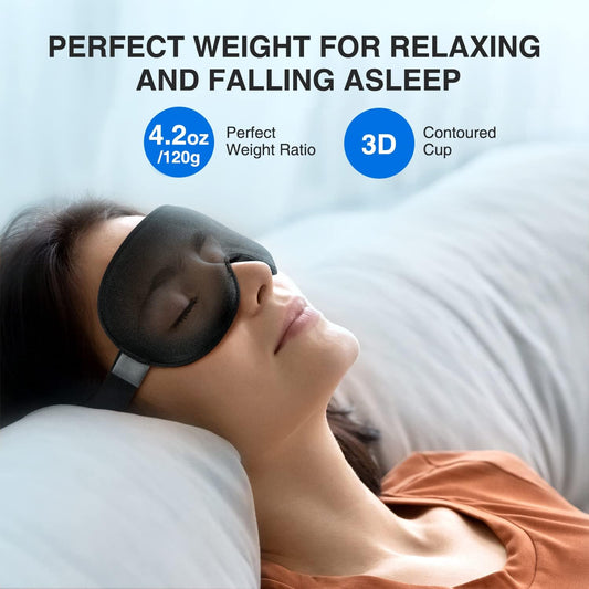 Weighted Sleep Mask for Women Men, 3D Light Blocking Eye Mask, Black