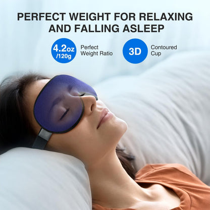 Weighted Sleep Mask for Women Men, 3D Light Blocking Eye Mask, Black