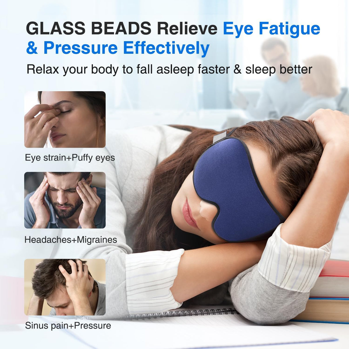 Weighted Sleep Mask for Women Men, 3D Light Blocking Eye Mask, Black