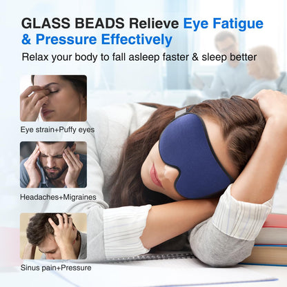 Weighted Sleep Mask for Women Men, 3D Light Blocking Eye Mask, Black