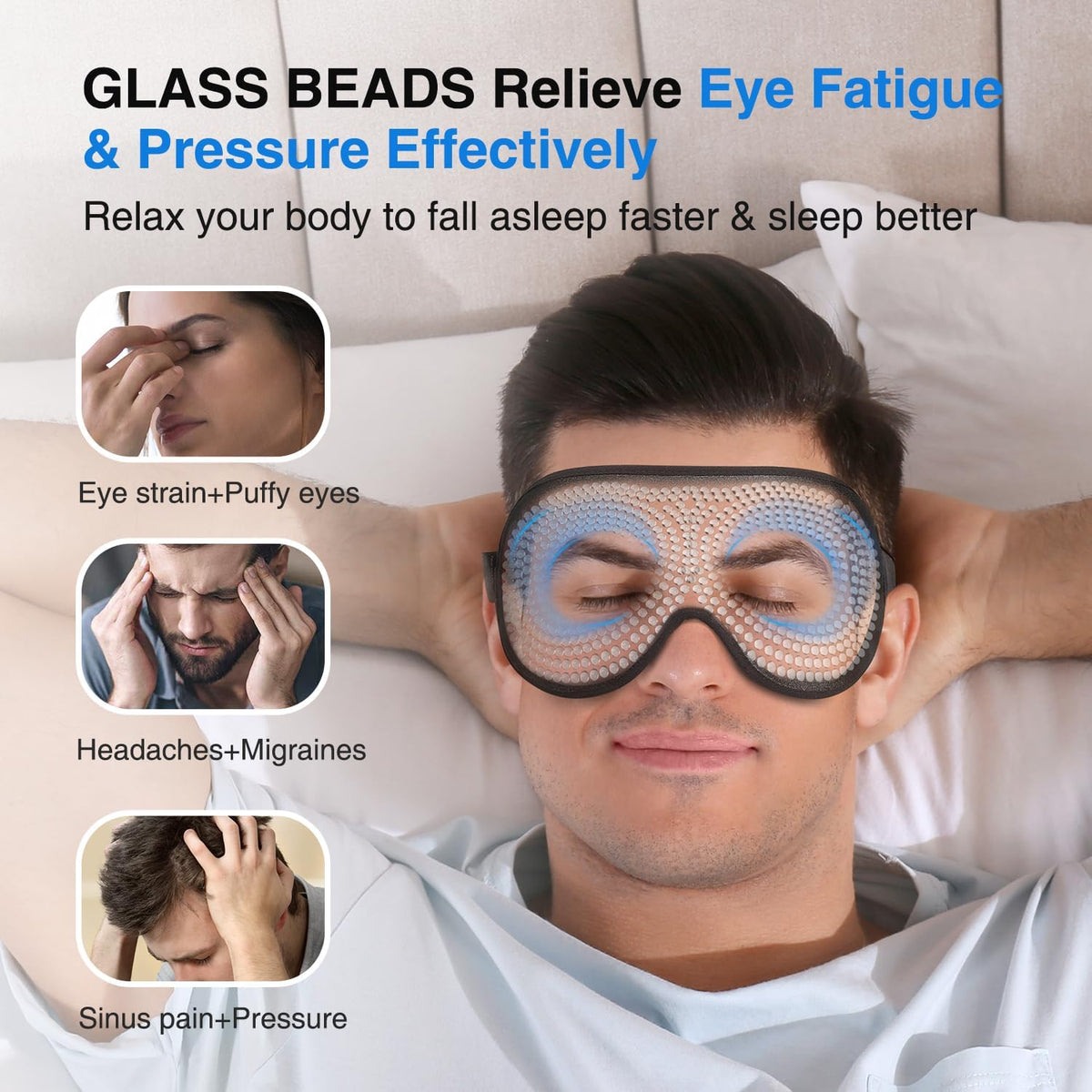 Weighted Sleep Mask for Women Men, 3D Light Blocking Eye Mask, Black