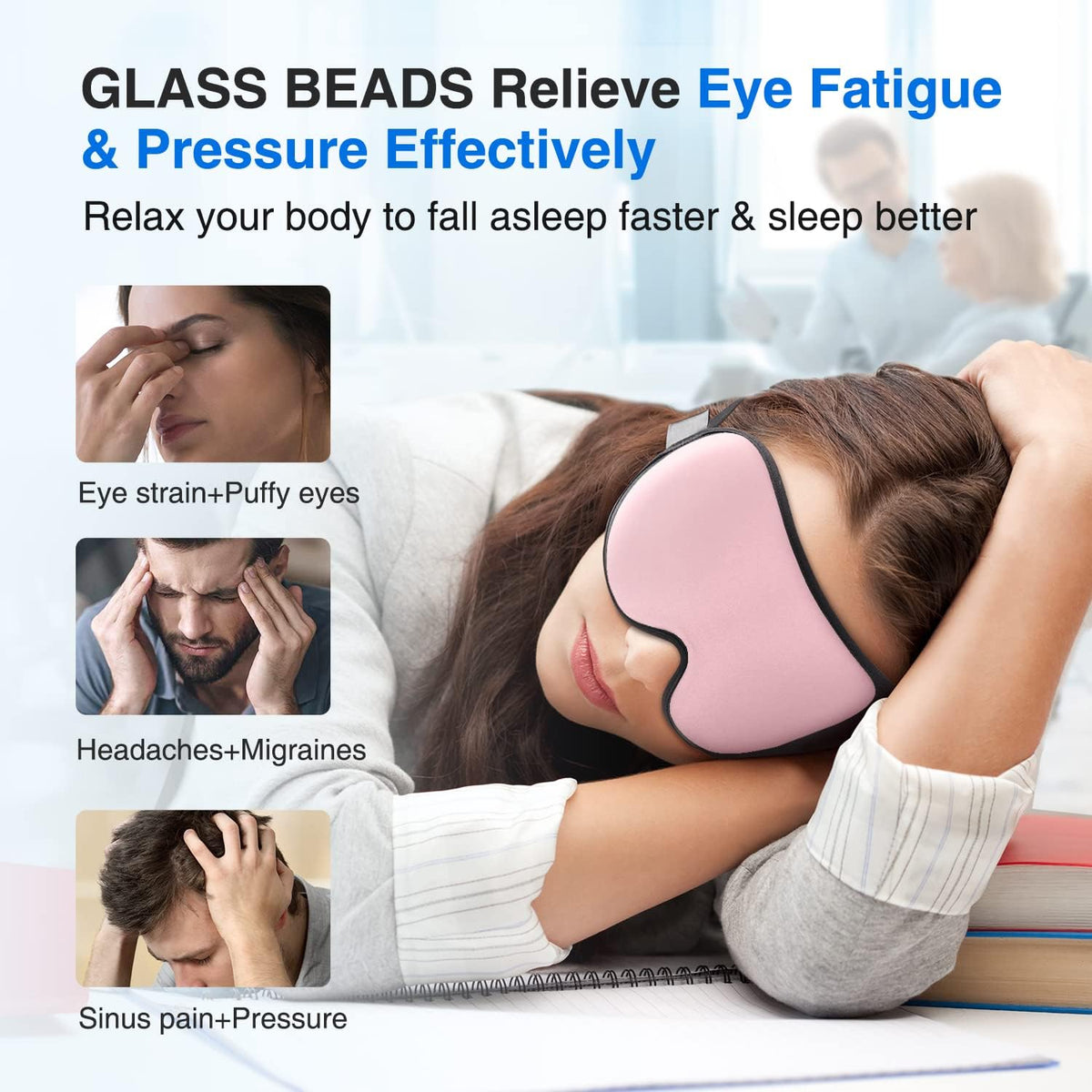 Weighted Sleep Mask for Women Men, 3D Light Blocking Eye Mask, Black