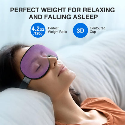 Weighted Sleep Mask for Women Men, 3D Light Blocking Eye Mask, Black