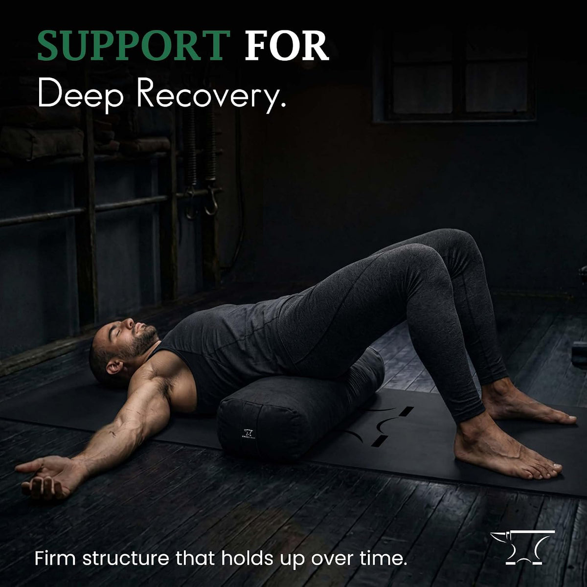 Men’s Yoga Bolster – Premium Support Cushion for Yoga, Meditation, and Restoration, Black