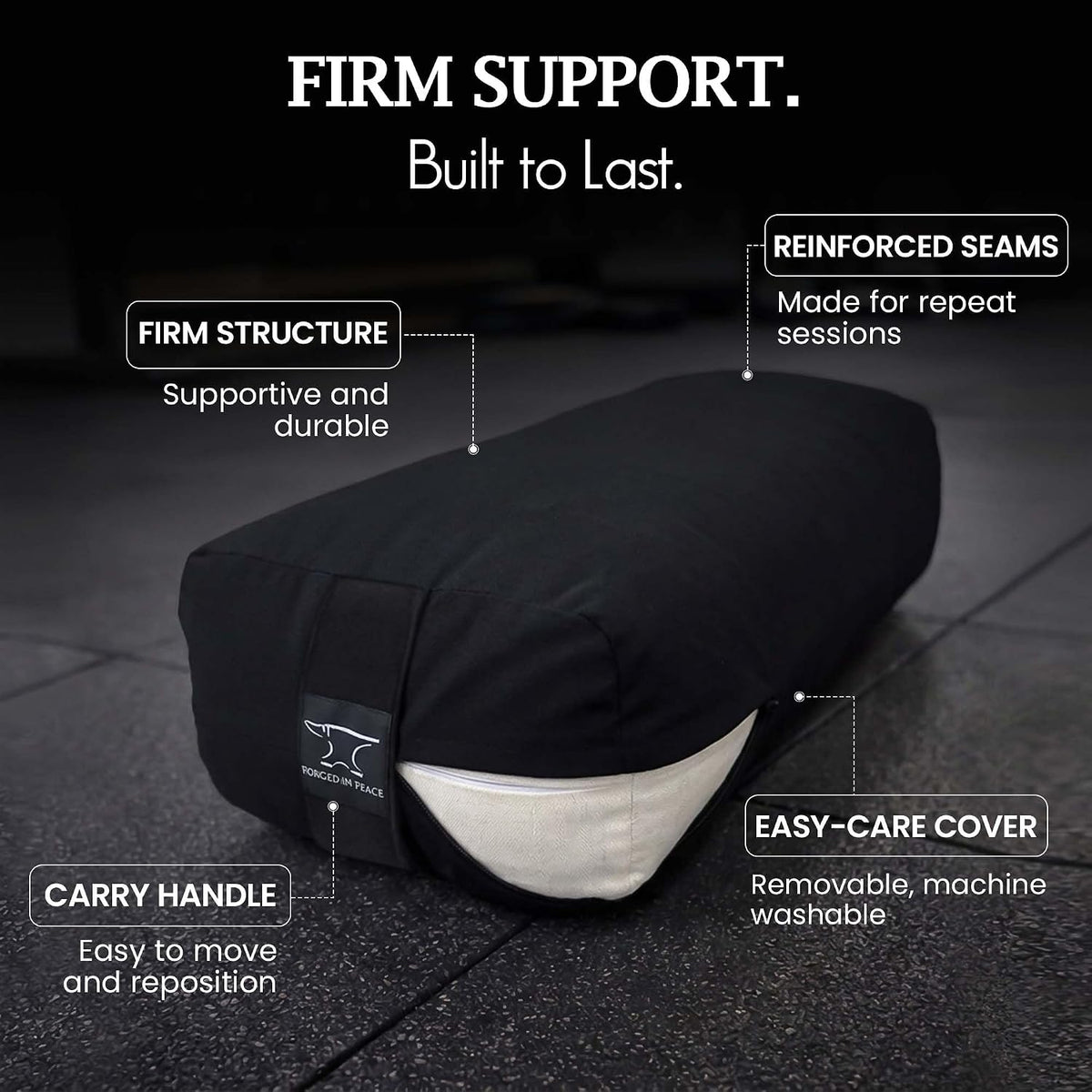 Men’s Yoga Bolster – Premium Support Cushion for Yoga, Meditation, and Restoration, Black