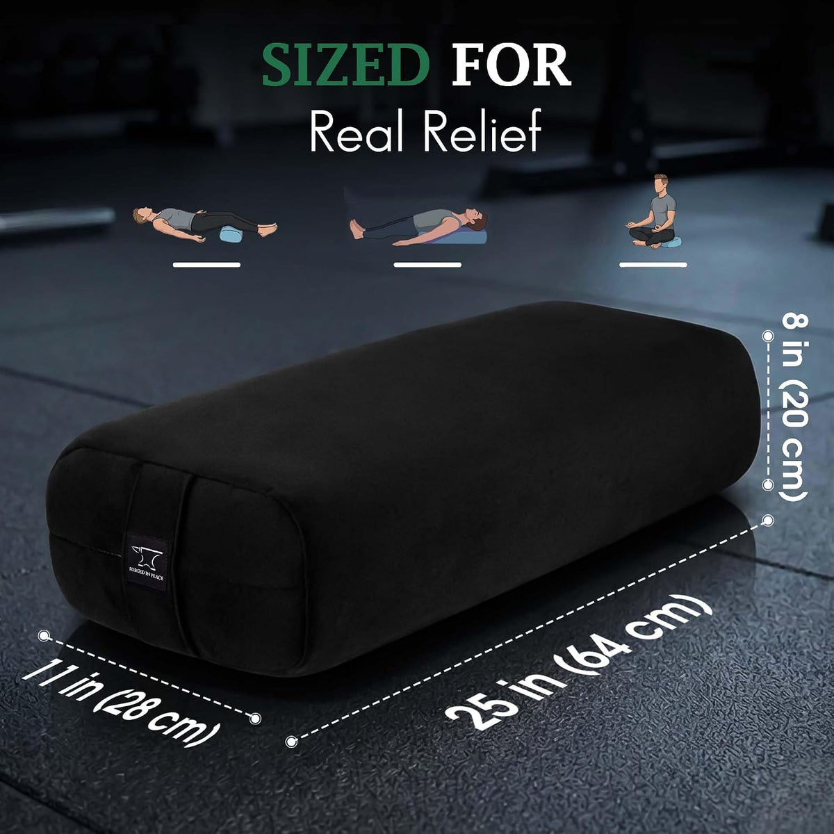 Men’s Yoga Bolster – Premium Support Cushion for Yoga, Meditation, and Restoration, Black