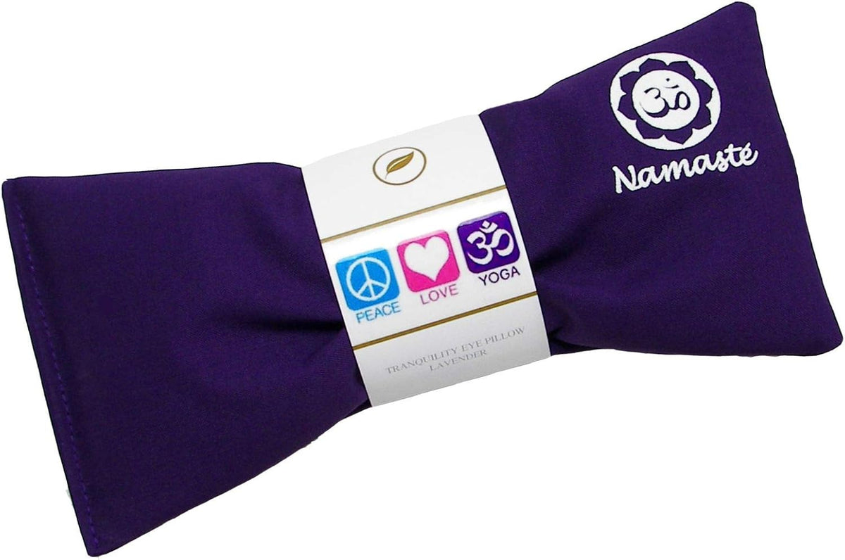 Lavender Eye Pillows - Yoga Eye Pillows Namaste Hot Cold Aromatherapy for Stress, Meditation, Spa, Relaxation Gifts - Made in USA - Set of 4 - Purple Cotton