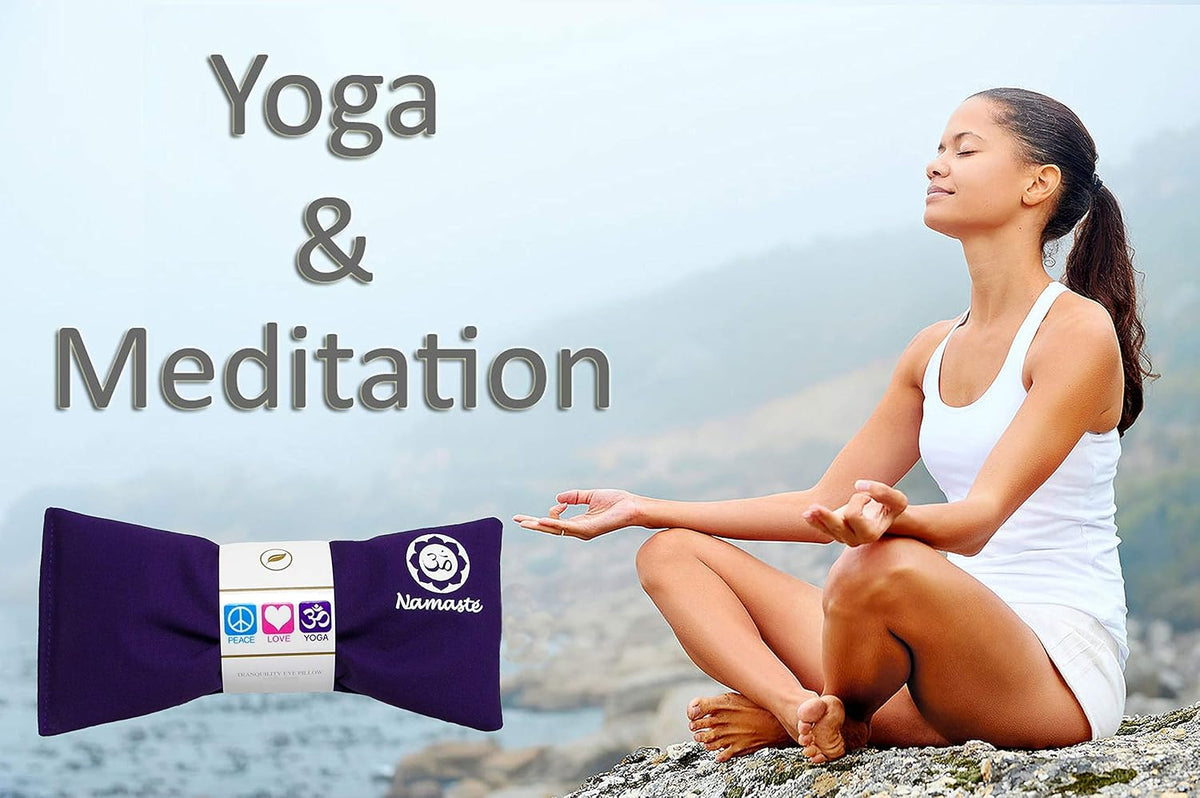 Lavender Eye Pillows - Yoga Eye Pillows Namaste Hot Cold Aromatherapy for Stress, Meditation, Spa, Relaxation Gifts - Made in USA - Set of 4 - Purple Cotton