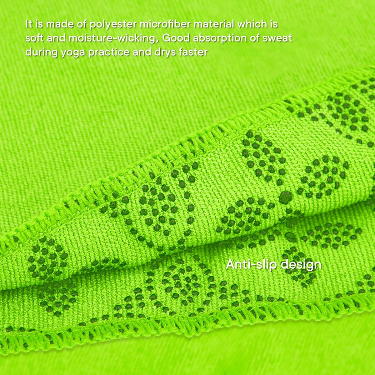 Yoga Towels, Non Slip Hot Yoga Mat Towel with Grip Dots,Super-Absorbent Soft Microfiber Yoga Blanket for Pilates, Fitness and Workout 72inch x 24inch