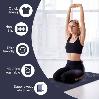 Yoga Towels, Non Slip Hot Yoga Mat Towel with Grip Dots,Super-Absorbent Soft Microfiber Yoga Blanket for Pilates, Fitness and Workout 72inch x 24inch