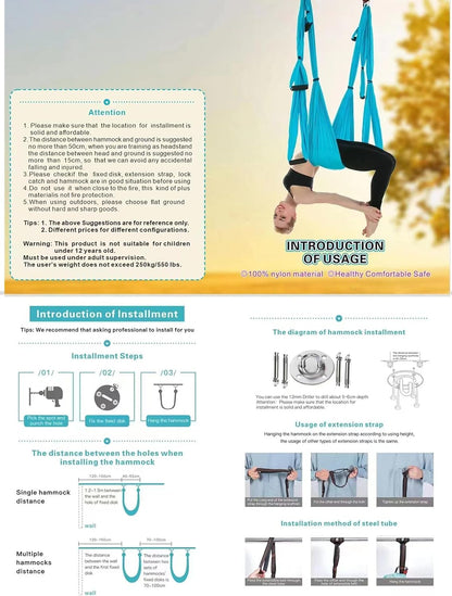 Aerial Yoga Swing Set,Ultra Strong Yoga Hammock Trapeze Extension,Antigravity Ceiling Hanging Yoga Sling Inversion Exercises