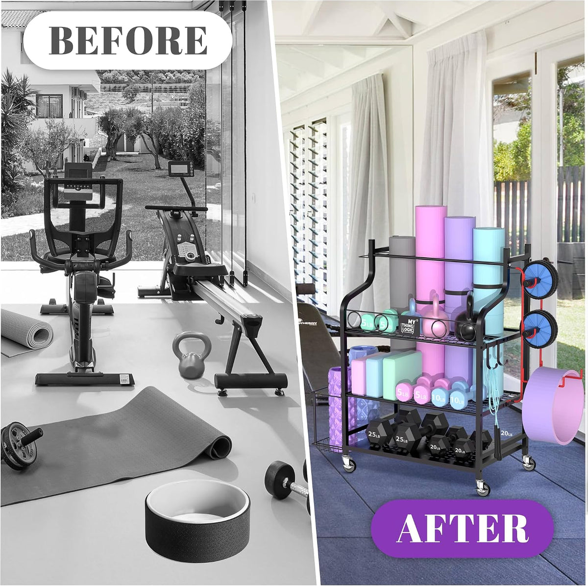 Home Gym Rack for Dumbbells, Yoga Mats and Workout Equipment