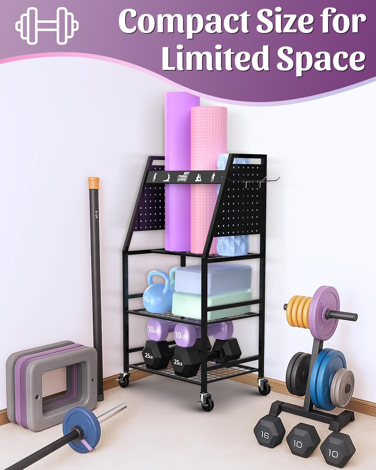Home Gym Rack for Dumbbells, Yoga Mats and Workout Equipment