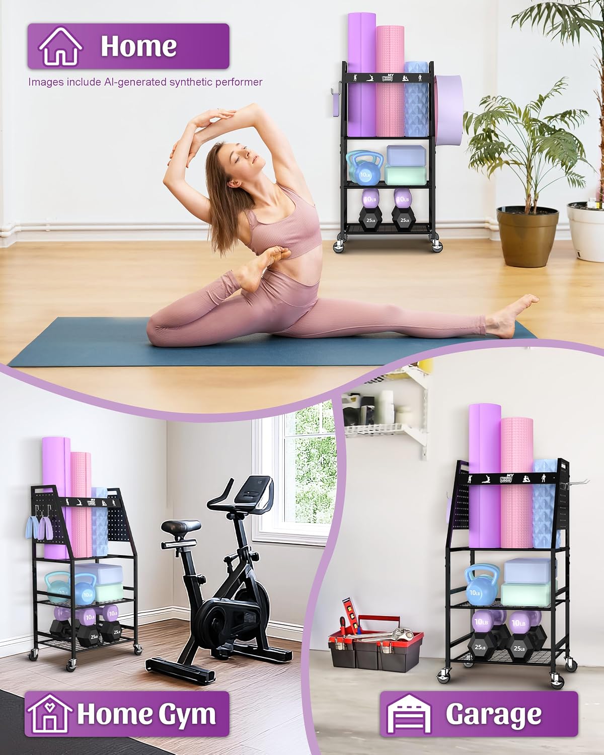 Home Gym Rack for Dumbbells, Yoga Mats and Workout Equipment