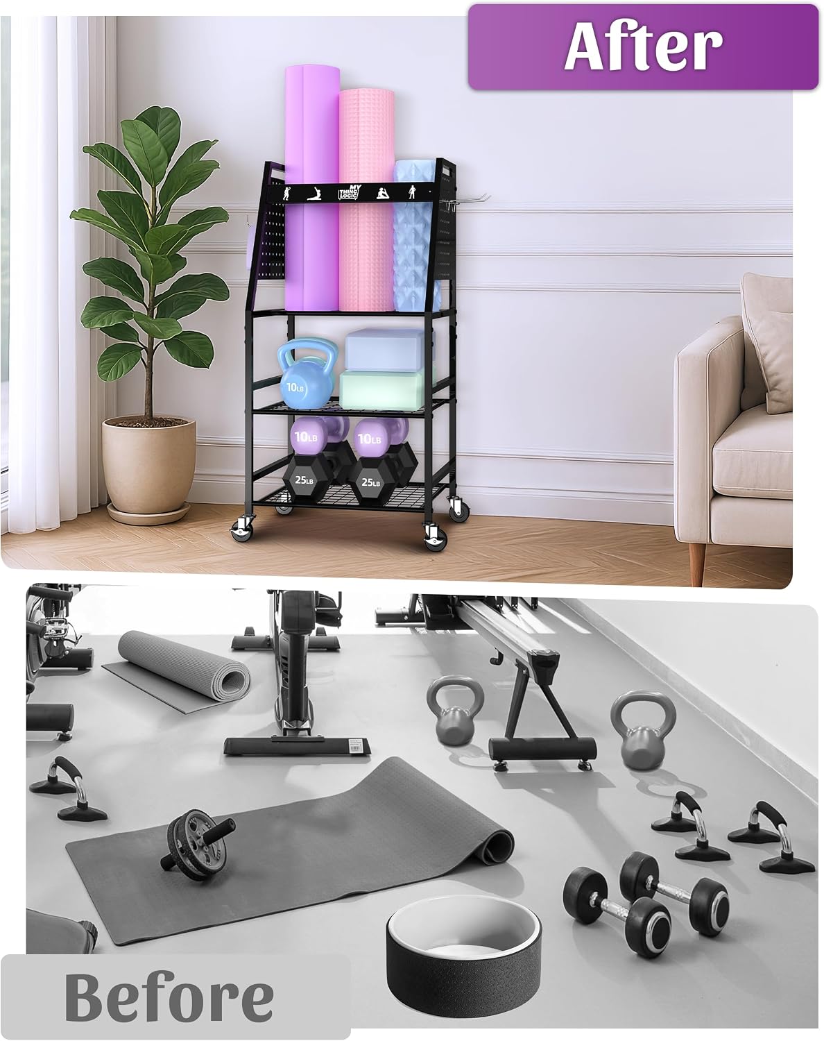 Home Gym Rack for Dumbbells, Yoga Mats and Workout Equipment