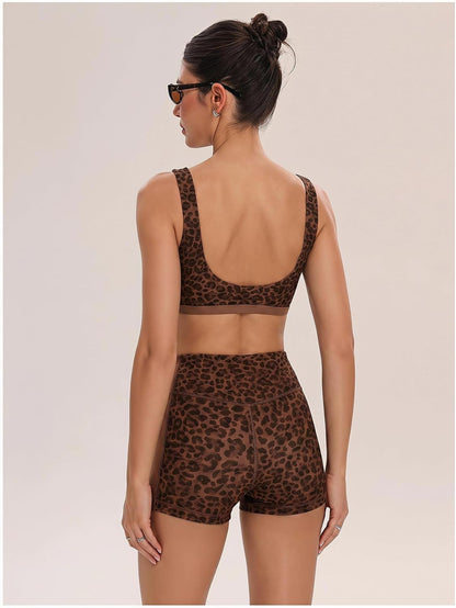 Women's Polka Dots Workout Set Layered Yoga Outfit with Shorts