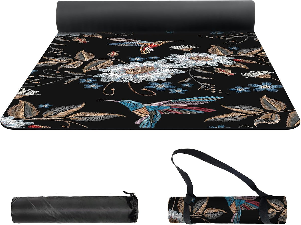 nuveti Yoga Mat Print Extra Thick TPE Non Slip Fitness Exercise Mat with Carrying Bag,72"x24" Extra Thick 6MM Exercise & Workout Mat for Yoga, Pilates Fitness and Floor Exercises - Colors B