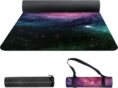 nuveti Yoga Mat Print Extra Thick TPE Non Slip Fitness Exercise Mat with Carrying Bag,72"x24" Extra Thick 6MM Exercise & Workout Mat for Yoga, Pilates Fitness and Floor Exercises - Colors B