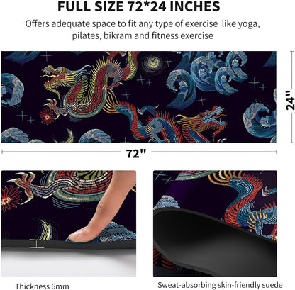 nuveti Yoga Mat Print Extra Thick TPE Non Slip Fitness Exercise Mat with Carrying Bag,72"x24" Extra Thick 6MM Exercise & Workout Mat for Yoga, Pilates Fitness and Floor Exercises - Colors B