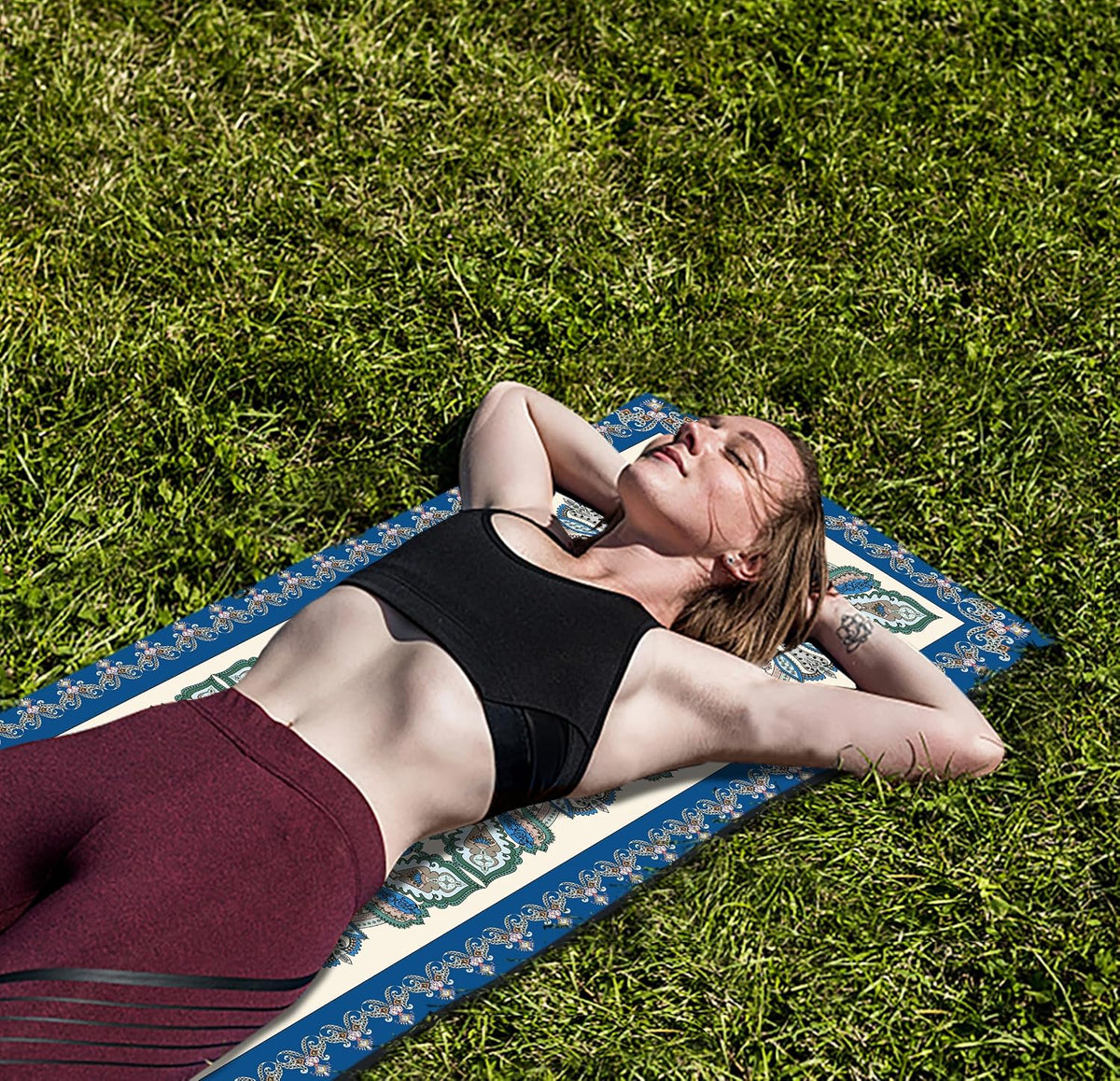 nuveti Yoga Mat Print Extra Thick TPE Non Slip Fitness Exercise Mat with Carrying Bag,72"x24" Extra Thick 6MM Exercise & Workout Mat for Yoga, Pilates Fitness and Floor Exercises - Colors B