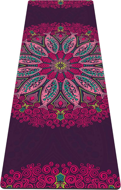nuveti Yoga Mat Print Extra Thick TPE Non Slip Fitness Exercise Mat with Carrying Bag,72"x24" Extra Thick 6MM Exercise & Workout Mat for Yoga, Pilates Fitness and Floor Exercises - Colors B