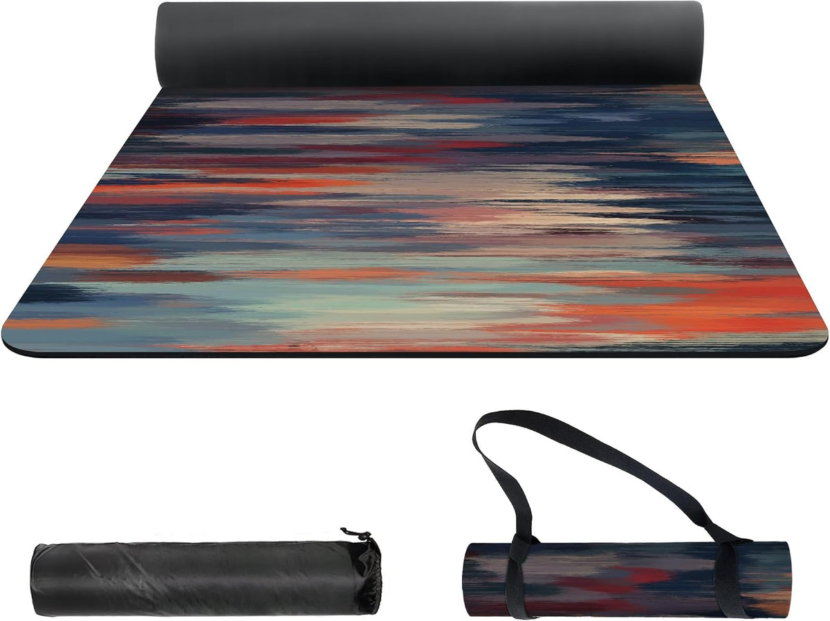nuveti Yoga Mat Print Extra Thick TPE Non Slip Fitness Exercise Mat with Carrying Bag,72"x24" Extra Thick 6MM Exercise & Workout Mat for Yoga, Pilates Fitness and Floor Exercises - Colors B