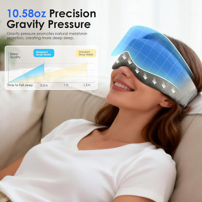 Weighted Eye Mask for Sleeping, Soft Minky Sleep Mask for Side Sleeper with Adjustable Buckle, 100% Blockout Design, Ideal for Meditation, Relaxation and Travel, Includes Storage Pouch(Grey)