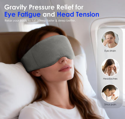 Weighted Eye Mask for Sleeping, Soft Minky Sleep Mask for Side Sleeper with Adjustable Buckle, 100% Blockout Design, Ideal for Meditation, Relaxation and Travel, Includes Storage Pouch(Grey)