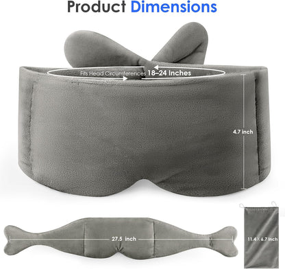 Weighted Eye Mask for Sleeping, Soft Minky Sleep Mask for Side Sleeper with Adjustable Buckle, 100% Blockout Design, Ideal for Meditation, Relaxation and Travel, Includes Storage Pouch(Grey)