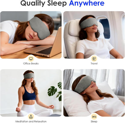 Weighted Eye Mask for Sleeping, Soft Minky Sleep Mask for Side Sleeper with Adjustable Buckle, 100% Blockout Design, Ideal for Meditation, Relaxation and Travel, Includes Storage Pouch(Grey)