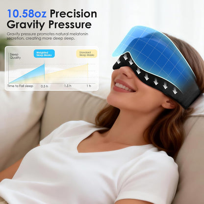 Weighted Eye Mask for Sleeping, Soft Minky Sleep Mask for Side Sleeper with Adjustable Buckle, 100% Blockout Design, Ideal for Meditation, Relaxation and Travel, Includes Storage Pouch(Grey)
