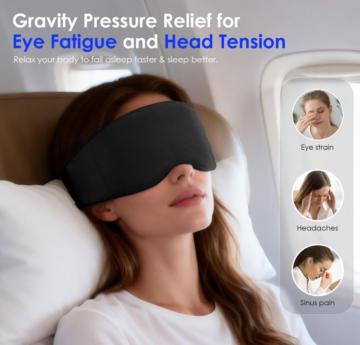 Weighted Eye Mask for Sleeping, Soft Minky Sleep Mask for Side Sleeper with Adjustable Buckle, 100% Blockout Design, Ideal for Meditation, Relaxation and Travel, Includes Storage Pouch(Grey)
