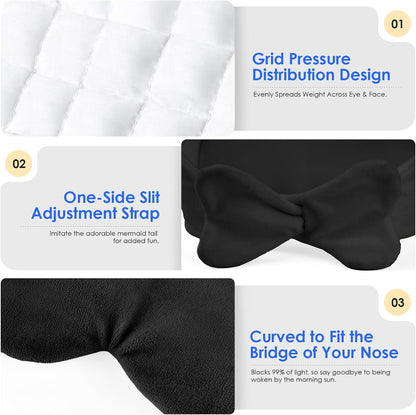 Weighted Eye Mask for Sleeping, Soft Minky Sleep Mask for Side Sleeper with Adjustable Buckle, 100% Blockout Design, Ideal for Meditation, Relaxation and Travel, Includes Storage Pouch(Grey)