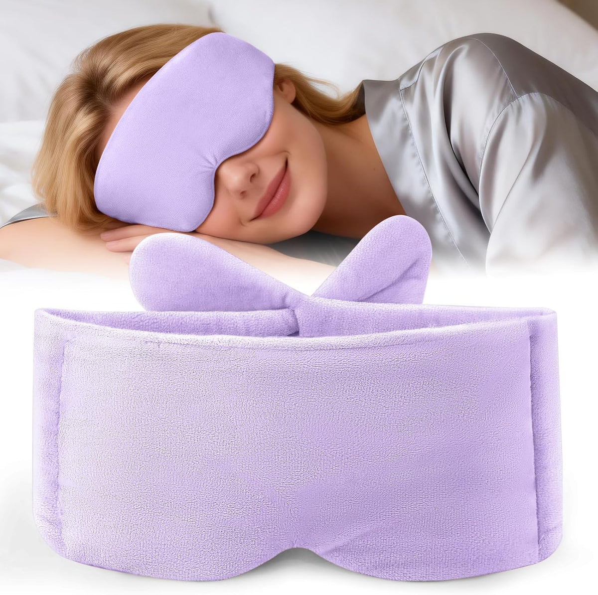 Weighted Eye Mask for Sleeping, Soft Minky Sleep Mask for Side Sleeper with Adjustable Buckle, 100% Blockout Design, Ideal for Meditation, Relaxation and Travel, Includes Storage Pouch(Grey)