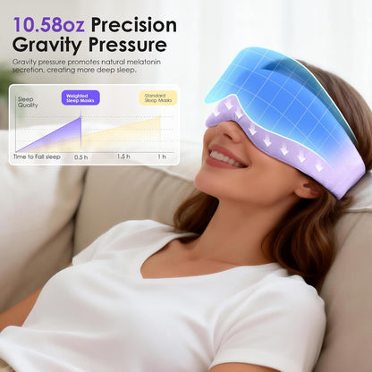 Weighted Eye Mask for Sleeping, Soft Minky Sleep Mask for Side Sleeper with Adjustable Buckle, 100% Blockout Design, Ideal for Meditation, Relaxation and Travel, Includes Storage Pouch(Grey)