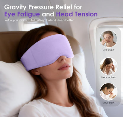 Weighted Eye Mask for Sleeping, Soft Minky Sleep Mask for Side Sleeper with Adjustable Buckle, 100% Blockout Design, Ideal for Meditation, Relaxation and Travel, Includes Storage Pouch(Grey)