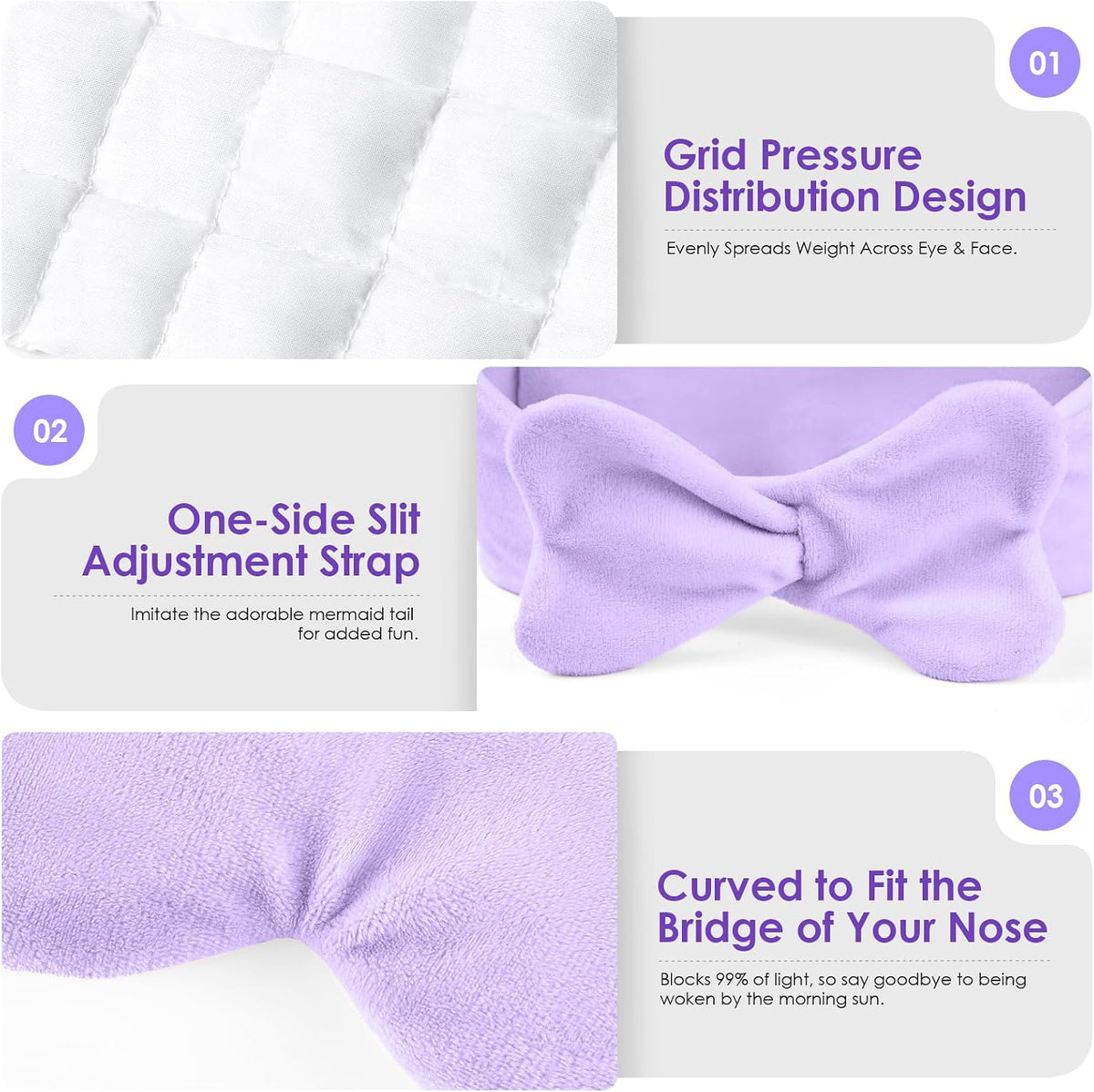Weighted Eye Mask for Sleeping, Soft Minky Sleep Mask for Side Sleeper with Adjustable Buckle, 100% Blockout Design, Ideal for Meditation, Relaxation and Travel, Includes Storage Pouch(Grey)