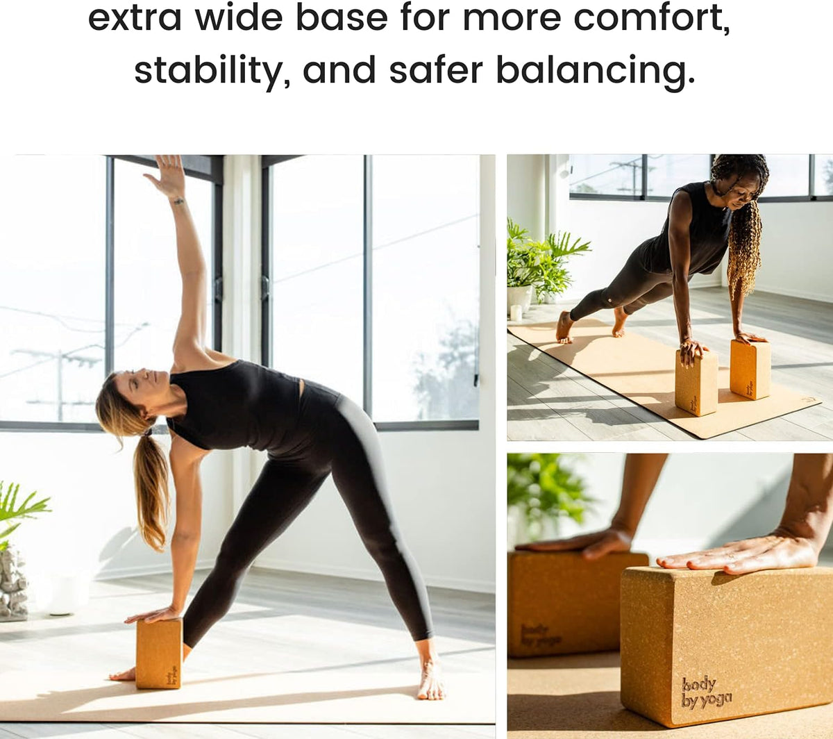 Cork Yoga Blocks 2 Pack – Premium Cork Grain, Highly Stable, Chip Resistant | Extra Large 4" x 6" x 9", No Wobble, Heavy Duty, Durable, Crumble-Free, Comfort Edges, Artisanally Crafted, Yoga Strap Set