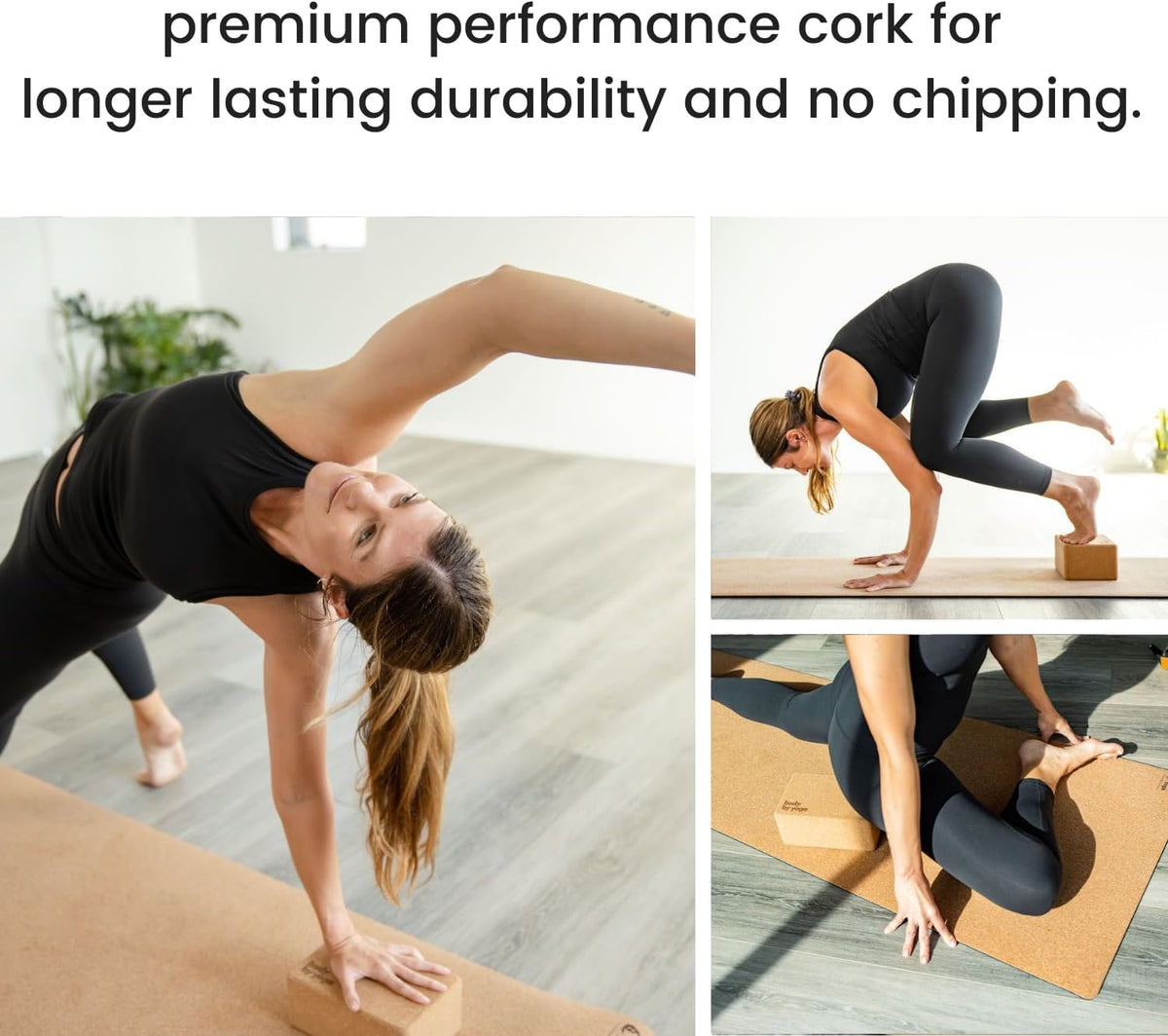 Cork Yoga Blocks 2 Pack – Premium Cork Grain, Highly Stable, Chip Resistant | Extra Large 4" x 6" x 9", No Wobble, Heavy Duty, Durable, Crumble-Free, Comfort Edges, Artisanally Crafted, Yoga Strap Set