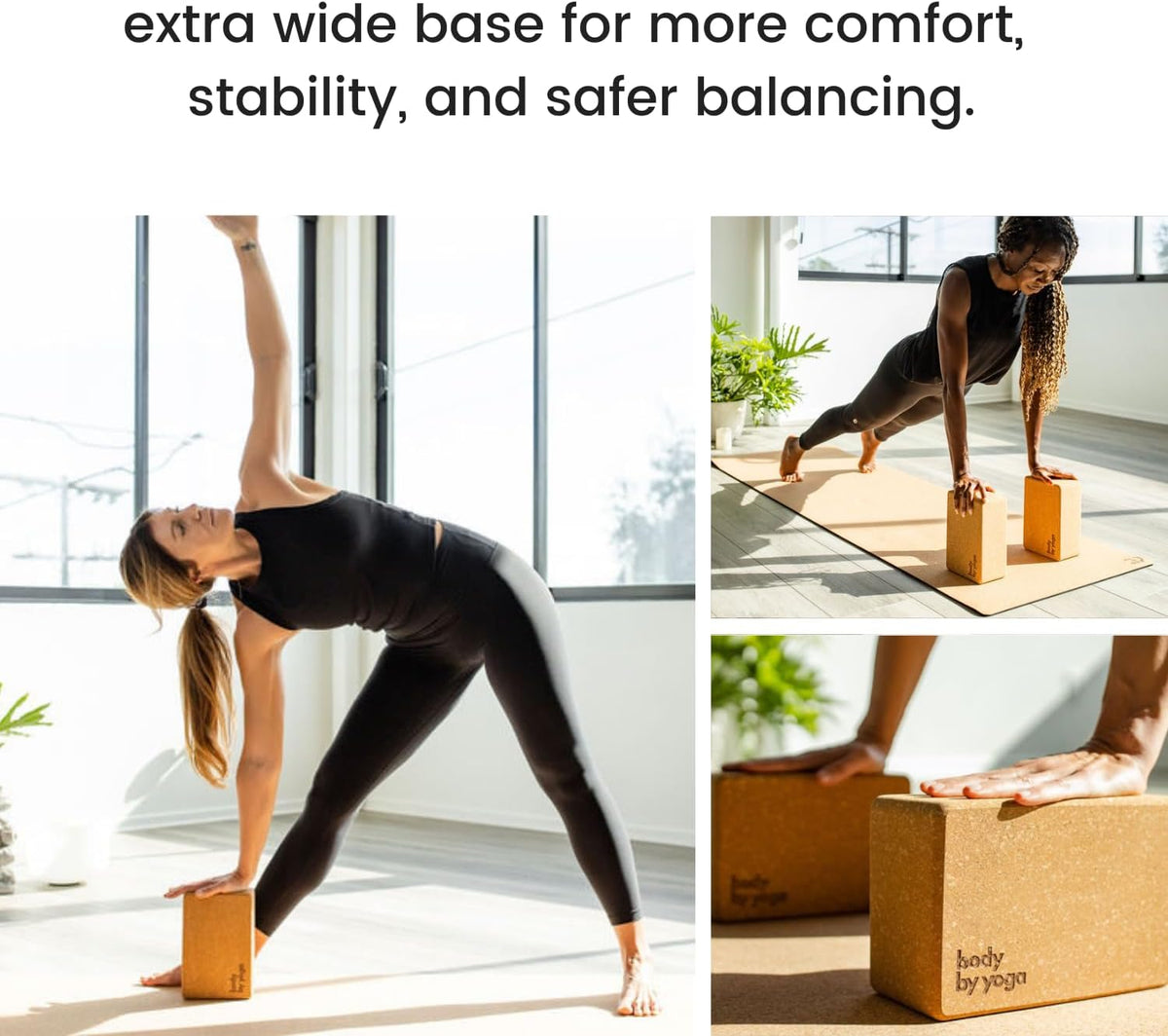 Cork Yoga Blocks 2 Pack – Premium Cork Grain, Highly Stable, Chip Resistant | Extra Large 4" x 6" x 9", No Wobble, Heavy Duty, Durable, Crumble-Free, Comfort Edges, Artisanally Crafted, Yoga Strap Set