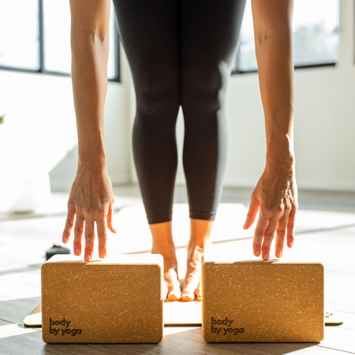 Cork Yoga Blocks 2 Pack – Premium Cork Grain, Highly Stable, Chip Resistant | Extra Large 4" x 6" x 9", No Wobble, Heavy Duty, Durable, Crumble-Free, Comfort Edges, Artisanally Crafted, Yoga Strap Set
