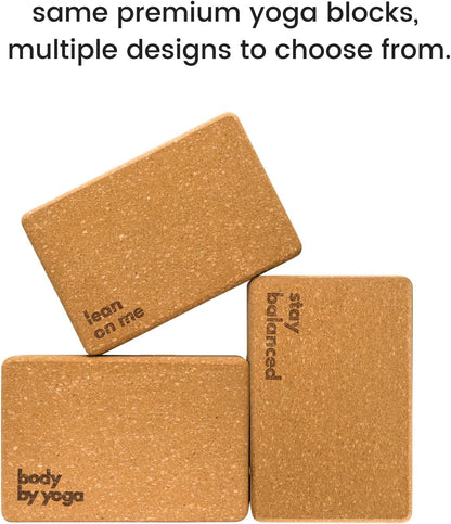 Cork Yoga Blocks 2 Pack – Premium Cork Grain, Highly Stable, Chip Resistant | Extra Large 4" x 6" x 9", No Wobble, Heavy Duty, Durable, Crumble-Free, Comfort Edges, Artisanally Crafted, Yoga Strap Set