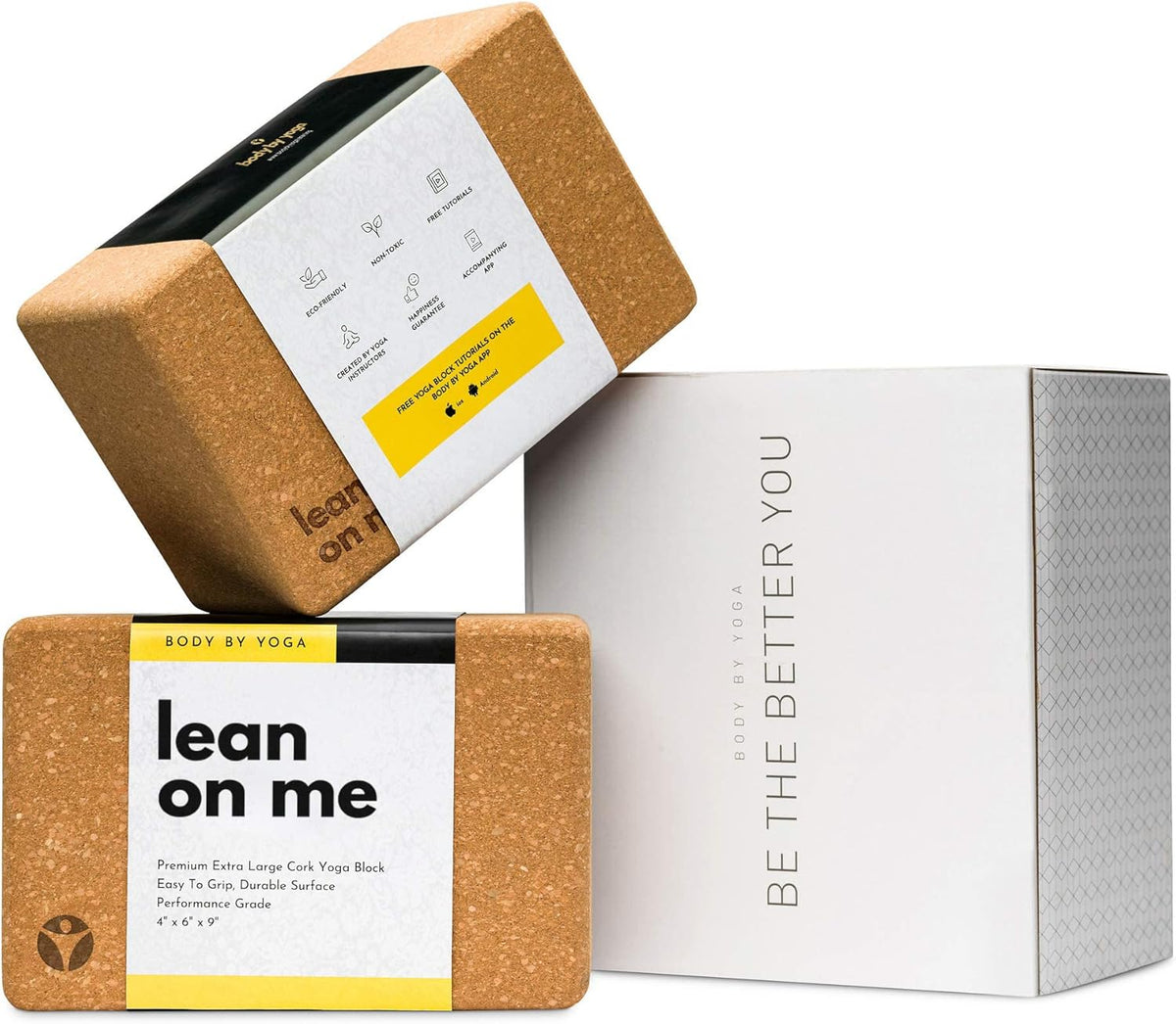 Cork Yoga Blocks 2 Pack – Premium Cork Grain, Highly Stable, Chip Resistant | Extra Large 4" x 6" x 9", No Wobble, Heavy Duty, Durable, Crumble-Free, Comfort Edges, Artisanally Crafted, Yoga Strap Set